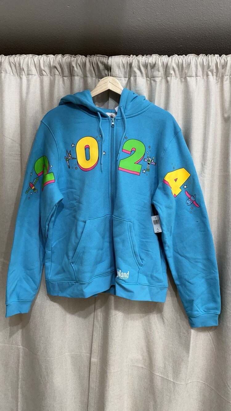 Disneyland Resort 2024 Blue Zip-Up Hoodie Sweatshirt